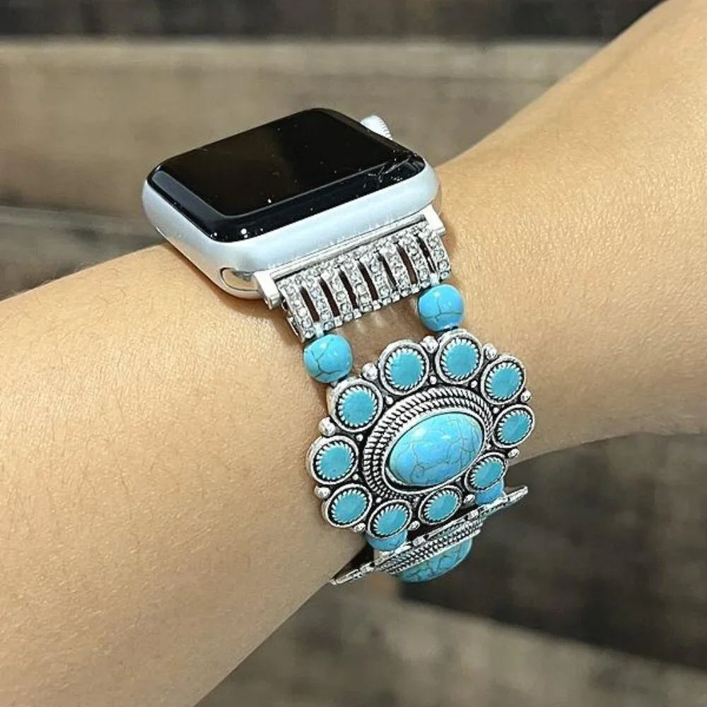 Western Turquoise Concho Apple Watch Band NEW